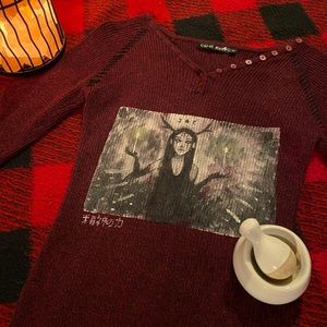 Hand painted form fitting sweater